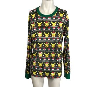 Pokemon Pikachu Pattern Long Sleeve Tee - Black, Yellow, Green